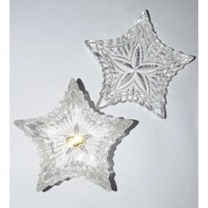 Zajecar Crystal 24% Lead Star-Shaped Clear Decorative Candy Dishes Set of 2